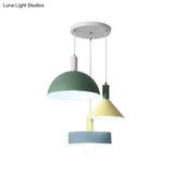 Nordic Style Cluster Pendant Light With 3 Metallic Heads In White Geometry