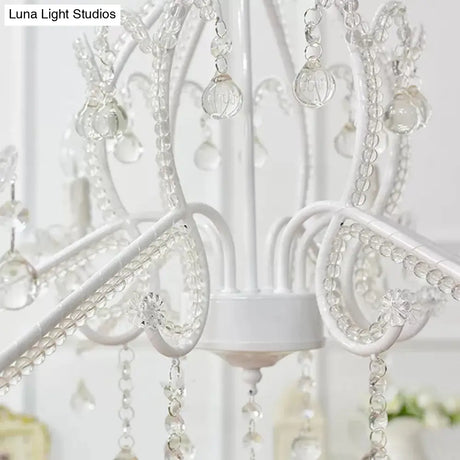 Nordic Style Crystal Chandelier For Girls Bedroom: Elegant Pendant Lighting With Candle Element