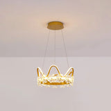 Nordic Style Crystal Pendant Light With 1 Suspended Crown For Living Room Gold / 17 Third Gear