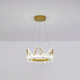 Nordic Style Crystal Pendant Light With 1 Suspended Crown For Living Room Gold / 17 White