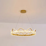 Nordic Style Crystal Pendant Light With 1 Suspended Crown For Living Room Gold / 32.5 Remote Control