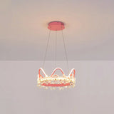 Nordic Style Crystal Pendant Light With 1 Suspended Crown For Living Room Pink / 17 Remote Control
