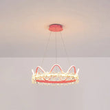 Nordic Style Crystal Pendant Light With 1 Suspended Crown For Living Room Pink / 25 Third Gear
