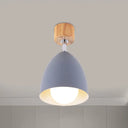 Nordic Style Dome Semi Flush Ceiling Light - Metal Rotatable Lamp For Bedroom In Grey/White Grey