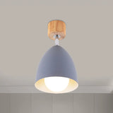Nordic Style Dome Semi Flush Ceiling Light - Metal Rotatable Lamp For Bedroom In Grey/White Grey