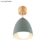 Nordic Style Dome Semi Flush Ceiling Light - Metal Rotatable Lamp For Bedroom In Grey/White