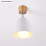 Nordic Style Dome Semi Flush Ceiling Light - Metal Rotatable Lamp For Bedroom In Grey/White