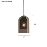 Nordic Style Dual Dome Bedside Pendant Light Fixture With Glass Shade And 1 Bulb