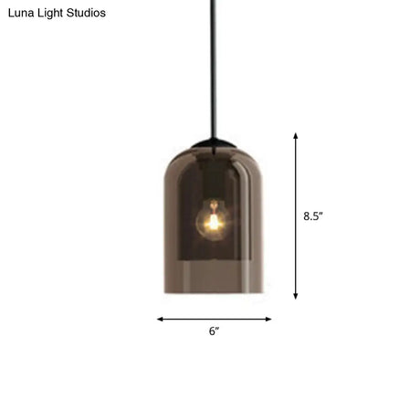 Nordic Style Dual Dome Bedside Pendant Light Fixture With Glass Shade And 1 Bulb