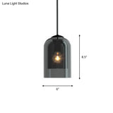 Nordic Style Dual Dome Bedside Pendant Light Fixture With Glass Shade And 1 Bulb