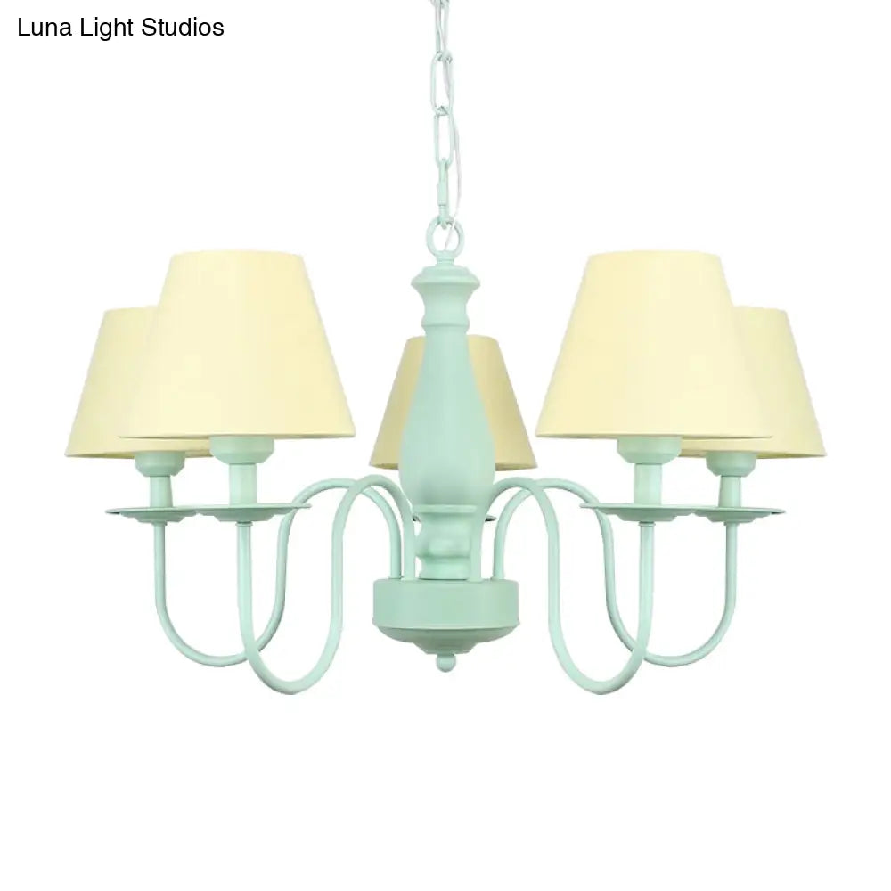 Nordic Style Fabric Shade Suspension Light Chandelier - 5 Lights Ideal For Living Room