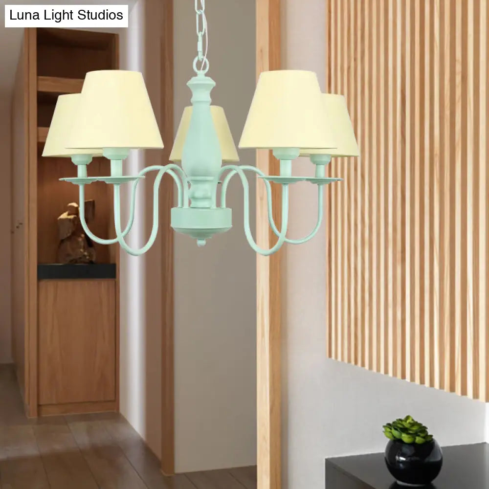 Nordic Style Fabric Shade Suspension Light Chandelier - 5 Lights Ideal For Living Room