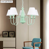 Nordic Style Fabric Shade Suspension Light Chandelier - 5 Lights Ideal For Living Room