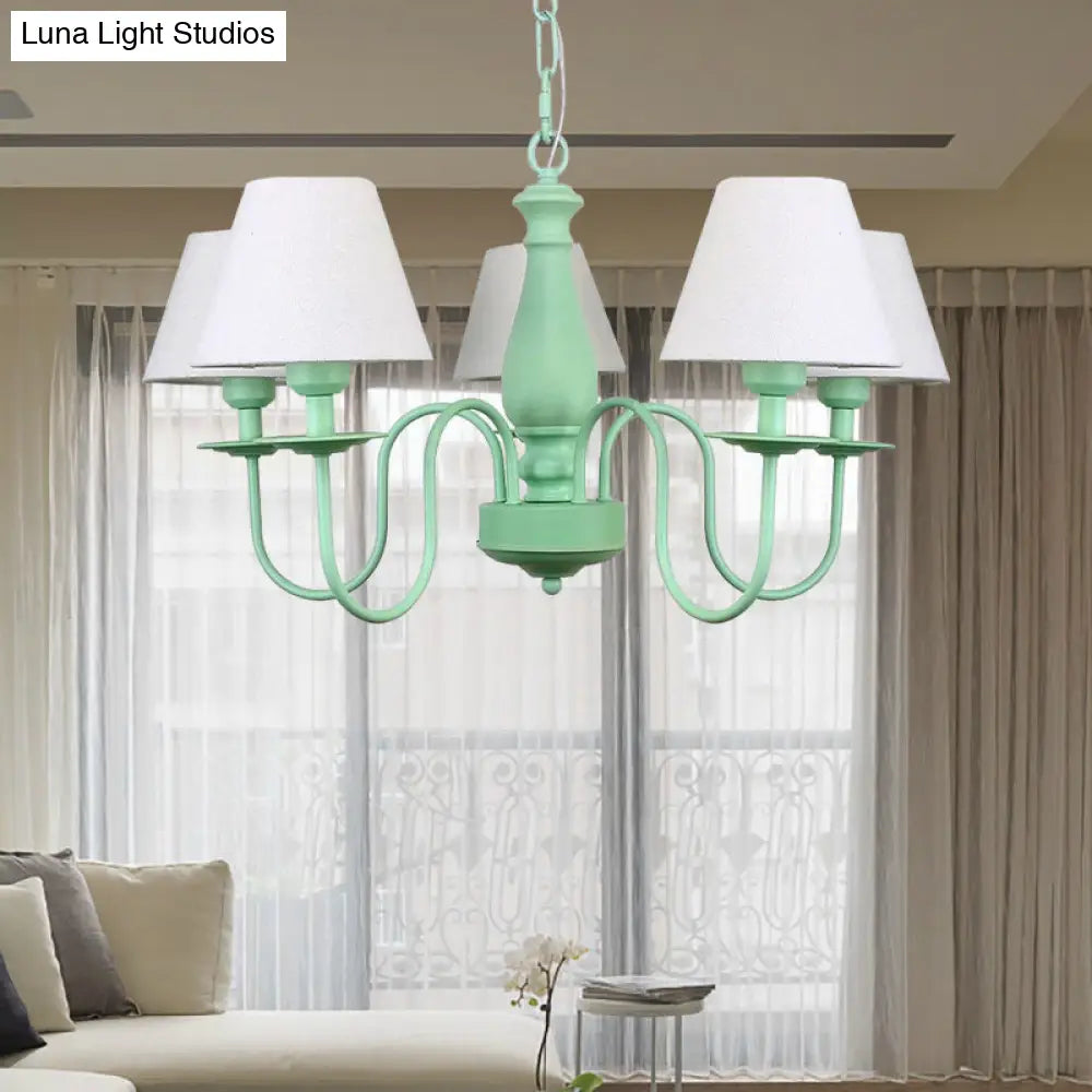 Nordic Style Fabric Shade Suspension Light Chandelier - 5 Lights Ideal For Living Room