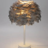 Nordic Style Feather Nightstand Lamp - 1-Light Living Room Table Light White / Gray On/Off Switch