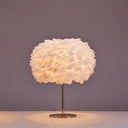 Nordic Style Feather Table Lamp - Spherical Accent Nightstand Light For Living Room Gold / White