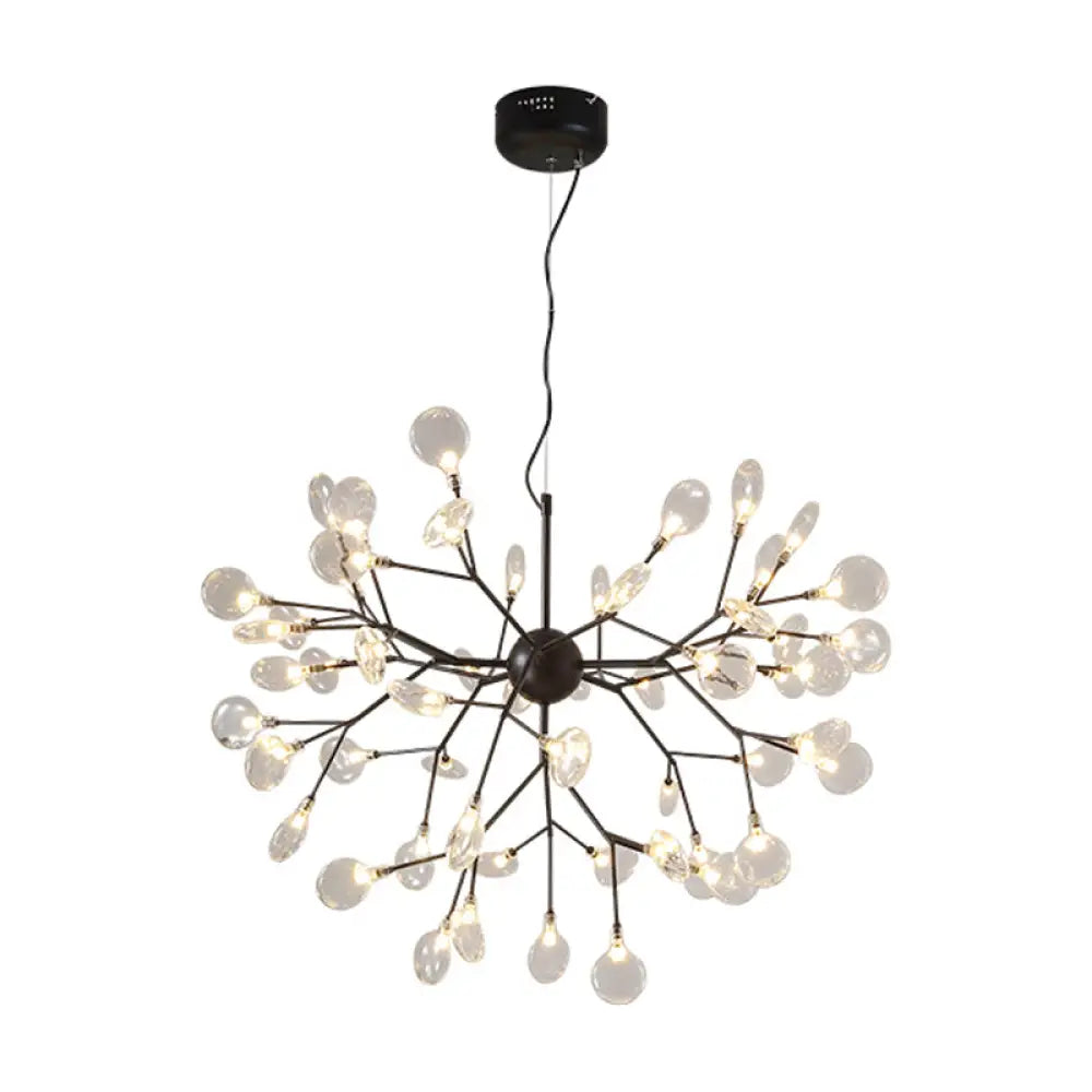 Nordic Style Firefly Led Glass Suspension Chandelier Light For Living Room 54 / Black