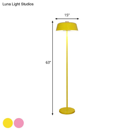 Nordic Style Floor Lamp - Barn Shade Single Light Metallic Pink/Yellow Finish