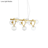 Nordic Style Gold Pendant Light With Clear/Cognac Glass - Bubble Island Lighting 9 Lights