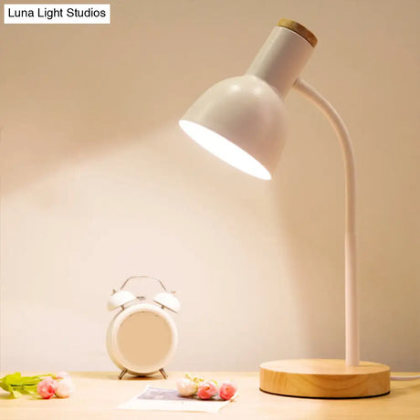 Nordic Style Gooseneck Metal Reading Lamp: Elegant Bell Shade Night Table Light