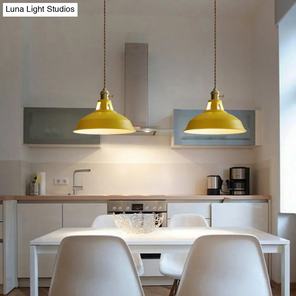 Nordic Style Hanging Lamp With Metal Shade And Colorful Macaron Finish For Kitchen Barn