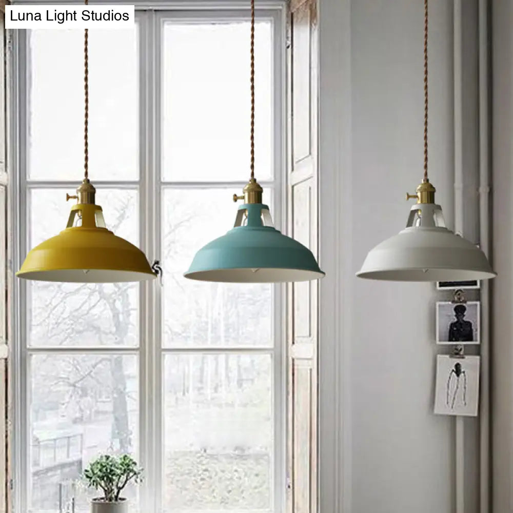 Nordic Style Hanging Lamp With Metal Shade And Colorful Macaron Finish For Kitchen Barn