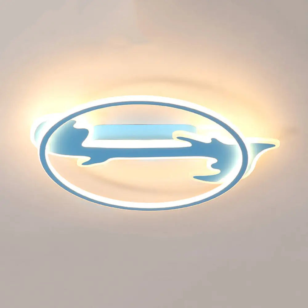 Nordic Style Led Baby Bedroom Ceiling Light With Tree Design Blue / Warm