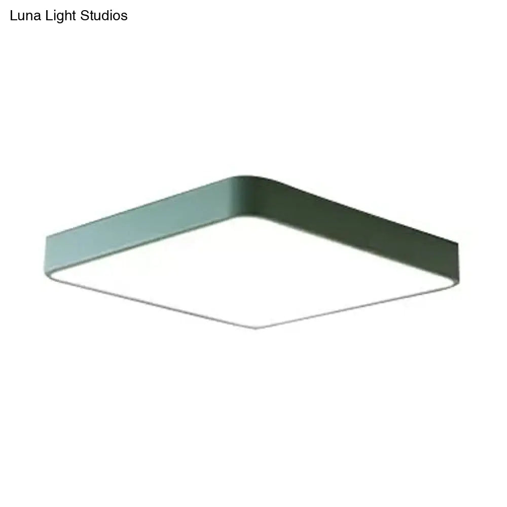 Nordic Style Led Ceiling Lamp - Slim Square Flush Mount For Offices & Hallways Green / 12