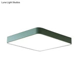 Nordic Style Led Ceiling Lamp - Slim Square Flush Mount For Offices & Hallways Green / 12