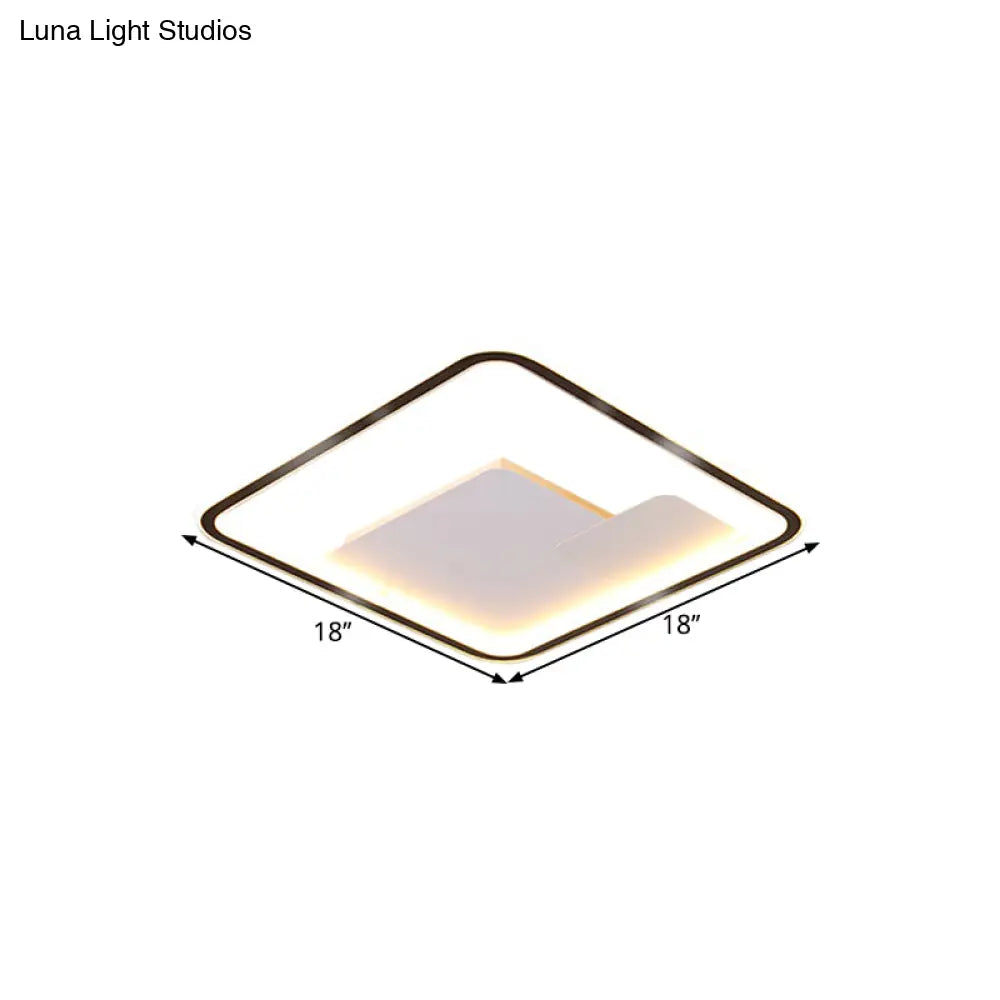 Nordic Style Led Ceiling Light Fixture - 18’/21.5’ Wide Square Design In Black Finish For