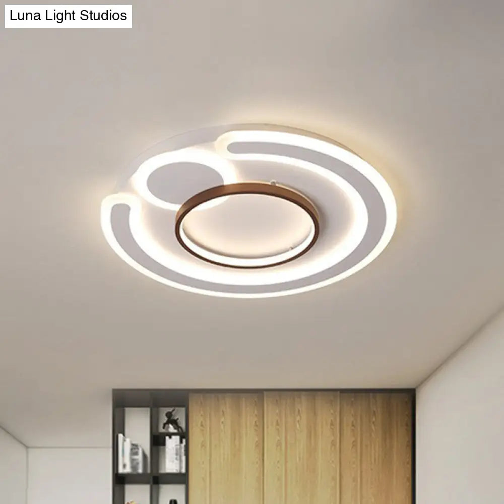 Nordic Style Led Coffee Flushmount Ceiling Light - Acrylic Circular Shape / 16.5 Remote Control