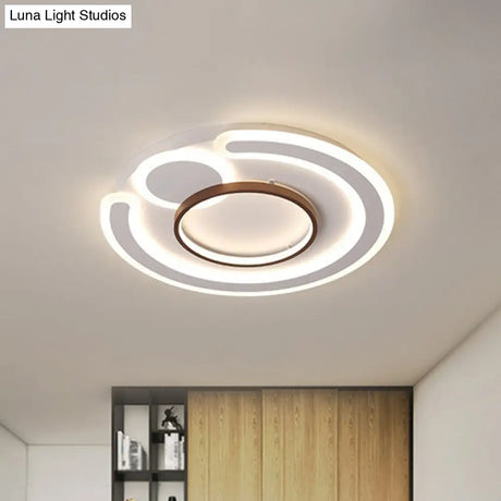 Nordic Style Led Coffee Flushmount Ceiling Light - Acrylic Circular Shape / 16.5 Remote Control
