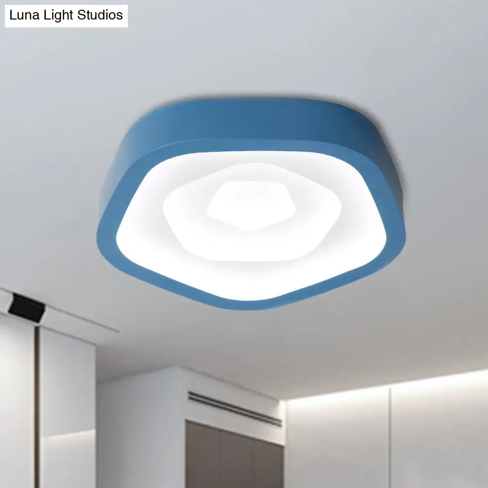 Nordic Style Led Flush Mount Bedroom Ceiling Light With Rose Shade - Perfect For Kids