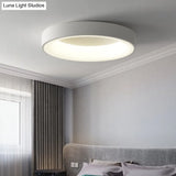 Nordic Style Led Flush Mount Ceiling Lamp - Metal Circular Light For Bedroom