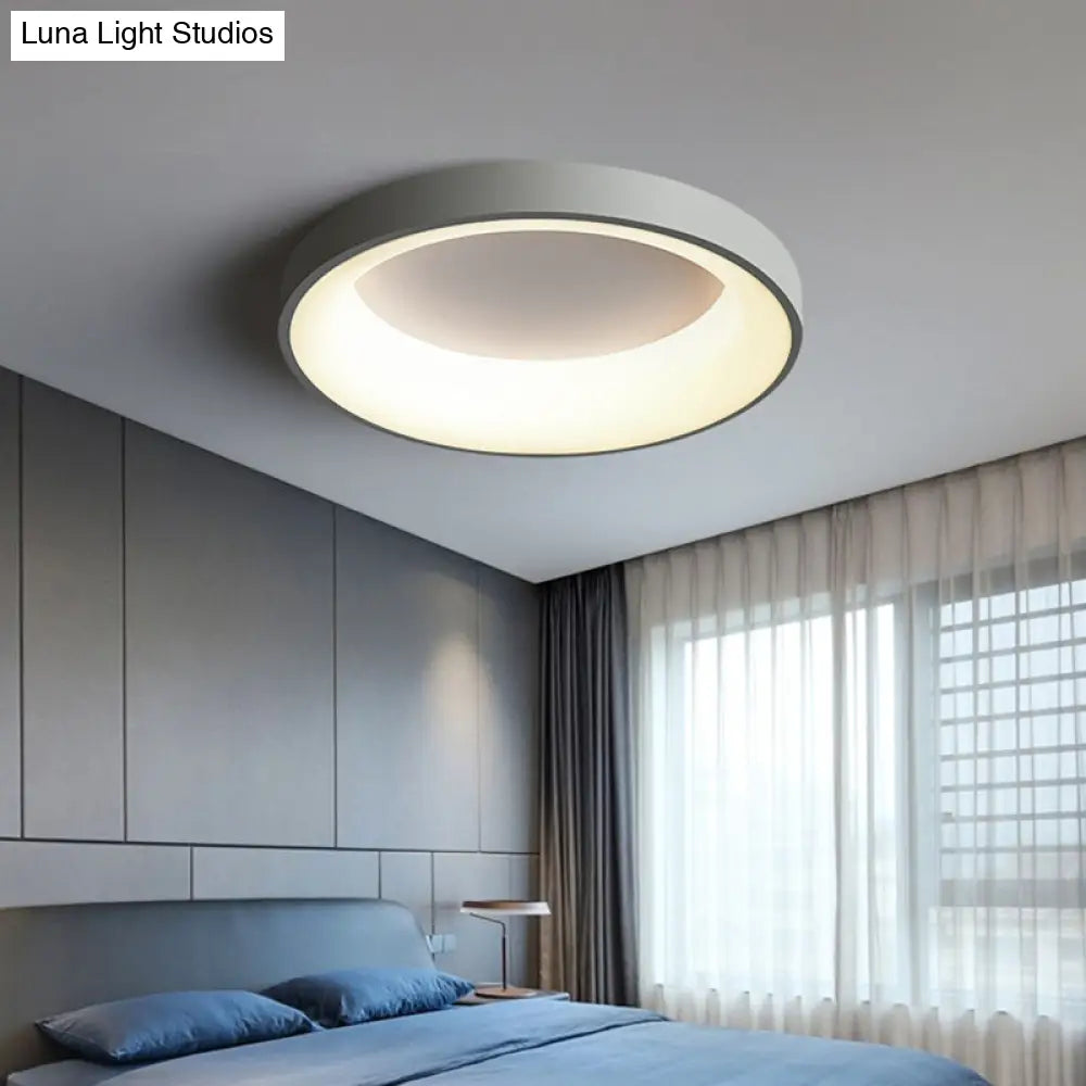Nordic Style Led Flush Mount Ceiling Lamp - Metal Circular Light For Bedroom
