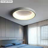 Nordic Style Led Flush Mount Ceiling Lamp - Metal Circular Light For Bedroom