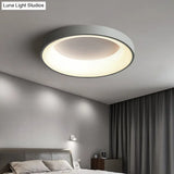 Nordic Style Led Flush Mount Ceiling Lamp - Metal Circular Light For Bedroom