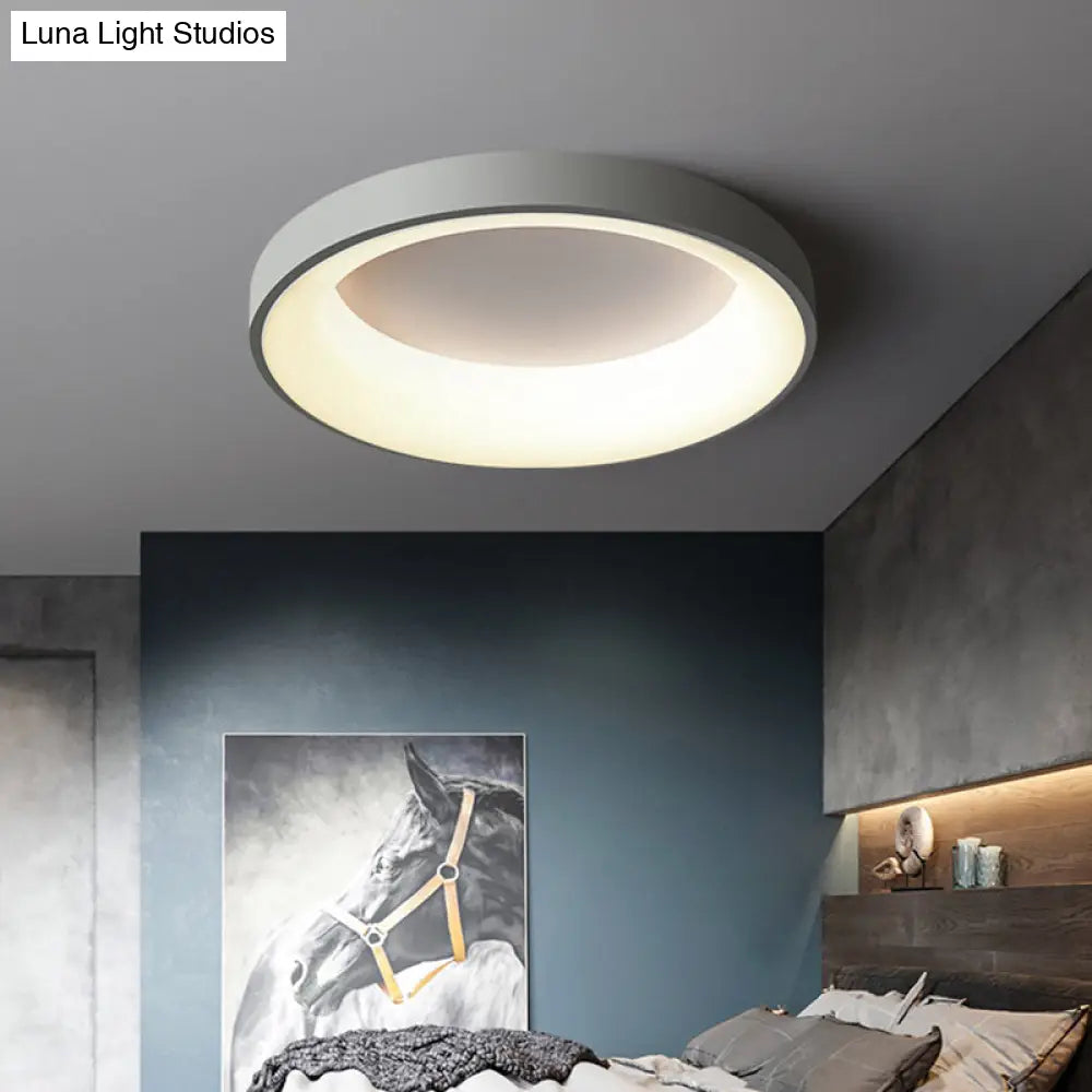 Nordic Style Led Flush Mount Ceiling Lamp - Metal Circular Light For Bedroom