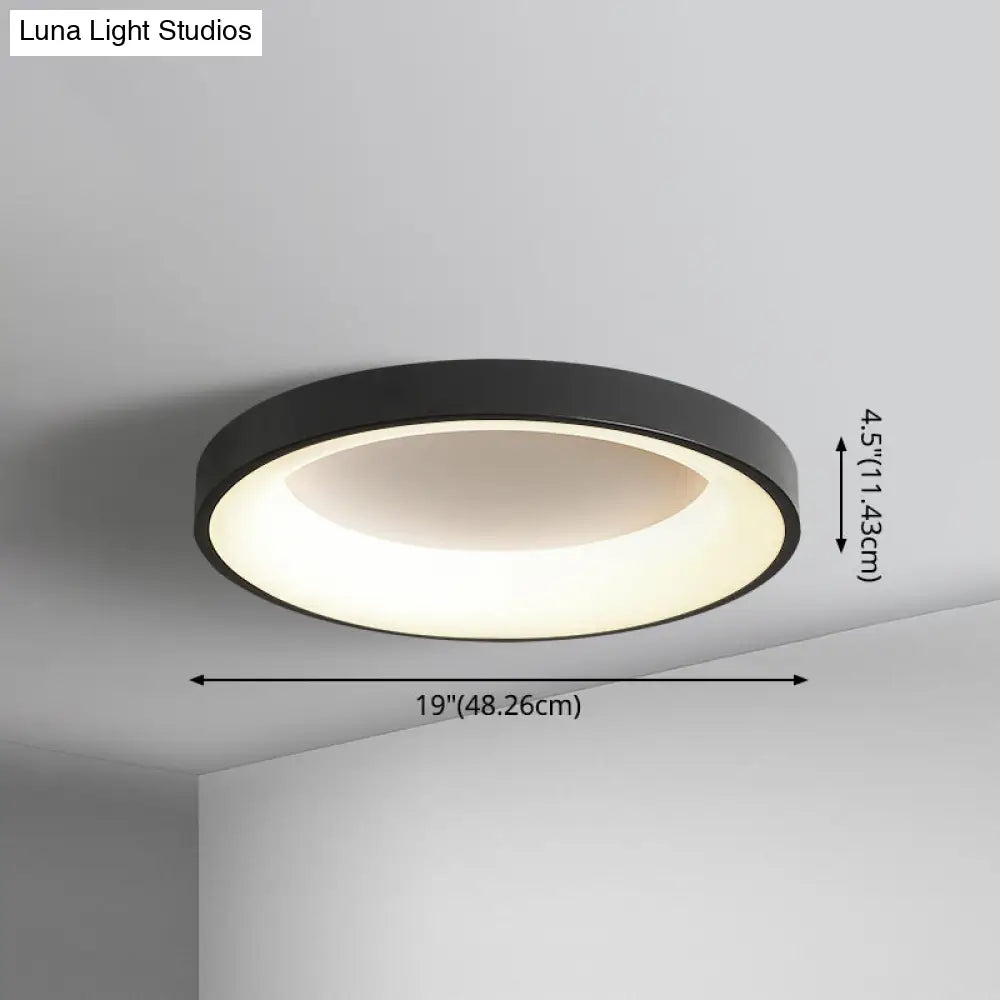 Nordic Style Led Flush Mount Ceiling Lamp - Metal Circular Light For Bedroom