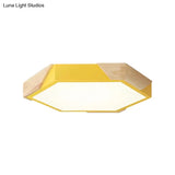Nordic Style Led Flush Mount Lamp For Kindergarten Classroom Ceiling - Hexagon Design