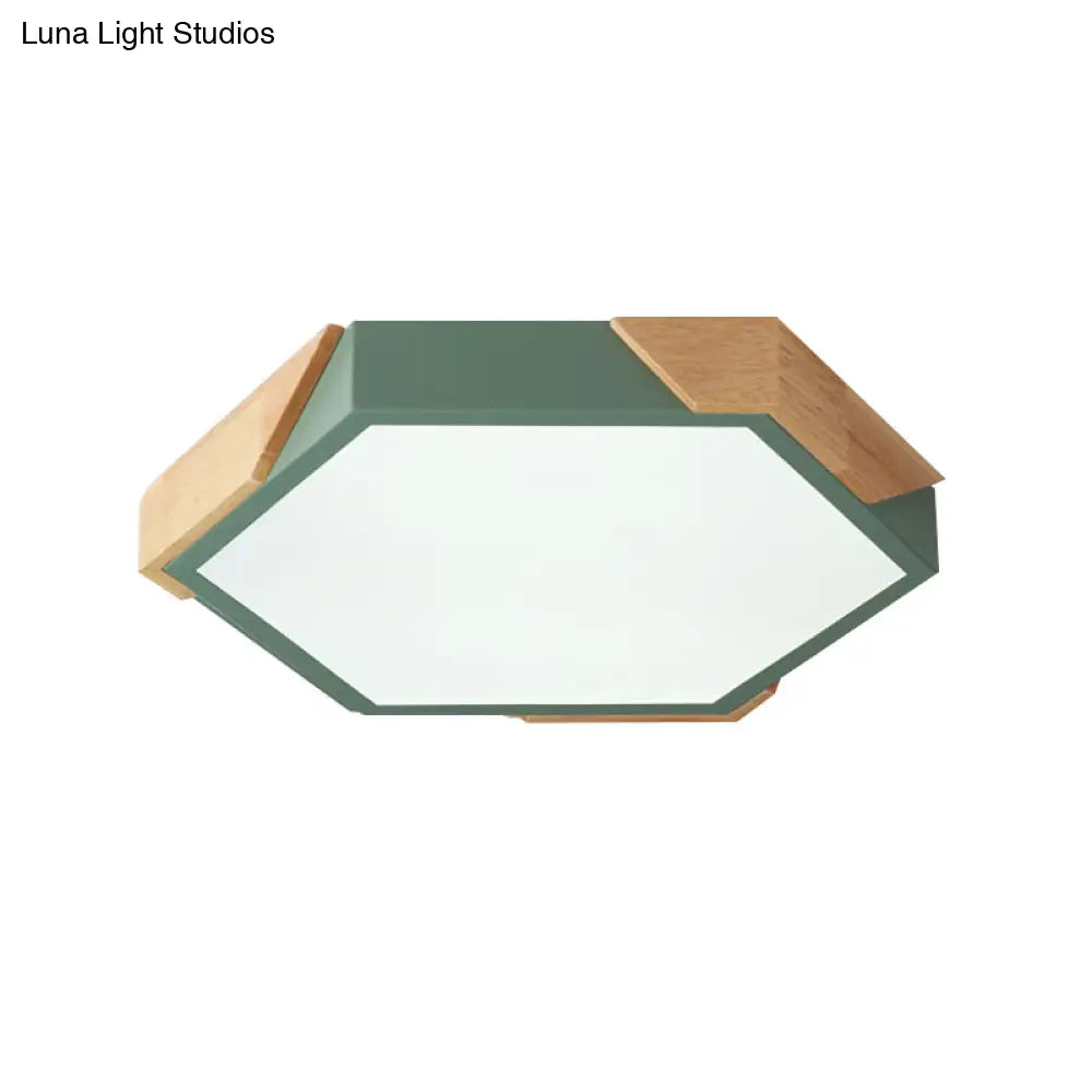 Nordic Style Led Flush Mount Lamp For Kindergarten Classroom Ceiling - Hexagon Design