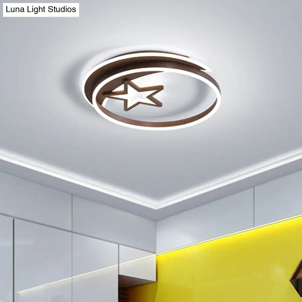 Nordic Style Led Flushmount Ceiling Lamp In Gold/Coffee - Perfect For Bedrooms