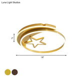 Nordic Style Led Flushmount Ceiling Lamp In Gold/Coffee - Perfect For Bedrooms