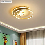 Nordic Style Led Flushmount Ceiling Lamp In Gold/Coffee - Perfect For Bedrooms