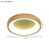 Nordic Style Led Flushmount Ceiling Light - Green/Blue Wood Circular Design 12’/16’/19.5’ Width