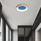 Nordic Style Led Flushmount Ceiling Light - Green/Blue Wood Circular Design 12’/16’/19.5’