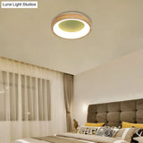 Nordic Style Led Flushmount Ceiling Light - Green/Blue Wood Circular Design 12’/16’/19.5’ Width