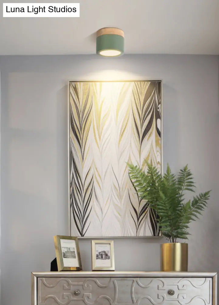Nordic Style Led Metal Cylinder Flush Mount Ceiling Light