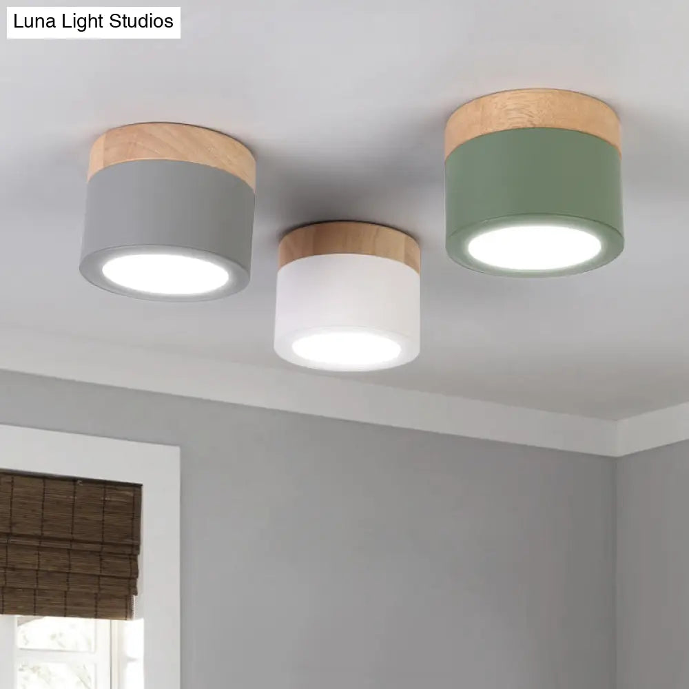 Nordic Style Led Metal Cylinder Flush Mount Ceiling Light
