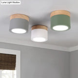 Nordic Style Led Metal Cylinder Flush Mount Ceiling Light